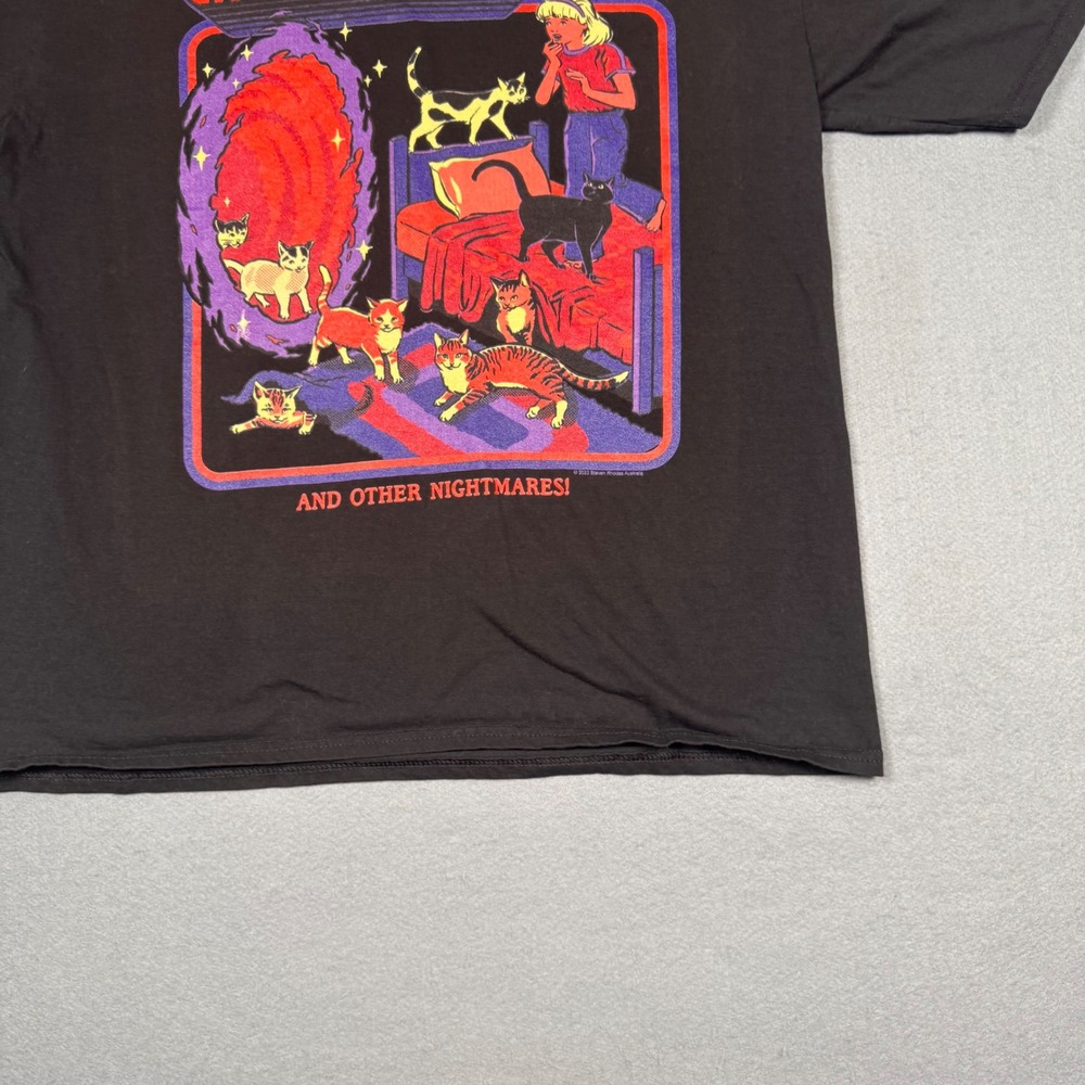 Port & Company Portal to the Cat Dimension T-Shirt Mens Large Black Graphic Tee - Picture 11 of 11